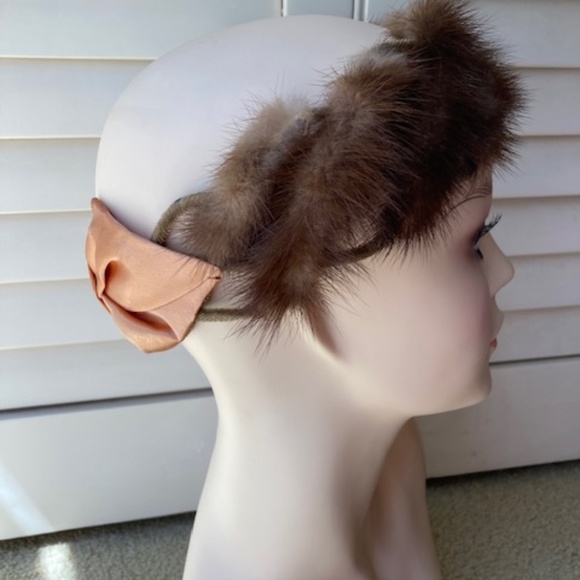 1940\'s Mink Fascinator with Satin Bow main image 5
